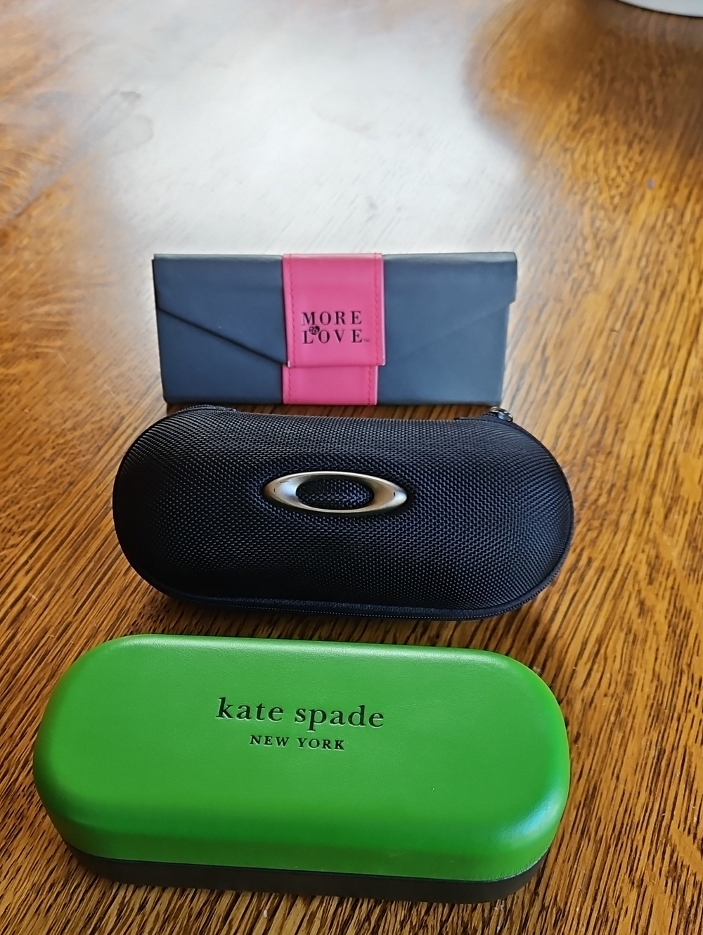 3 Eye Glass Cases, Kate Spade, Oakley, More Love, Eyewear Cases with Logo